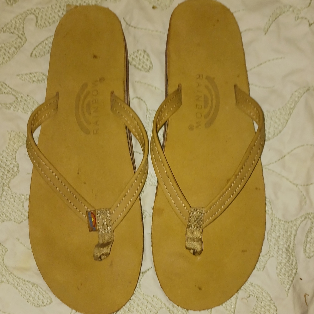 Rainbow flip flops